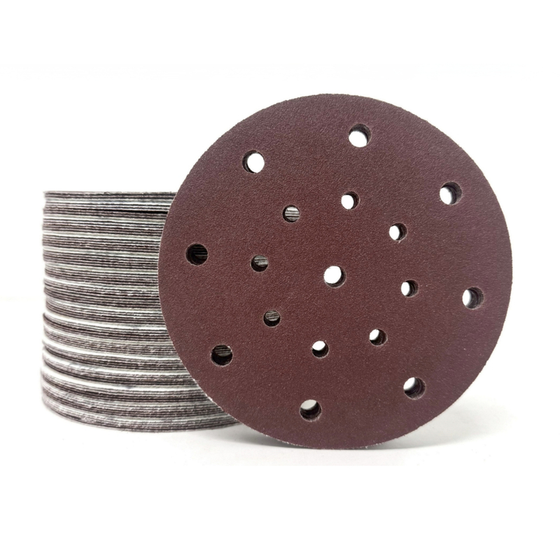 Red Aluminum Oxide 17 Holes 150mm Velcro Sanding Disc 