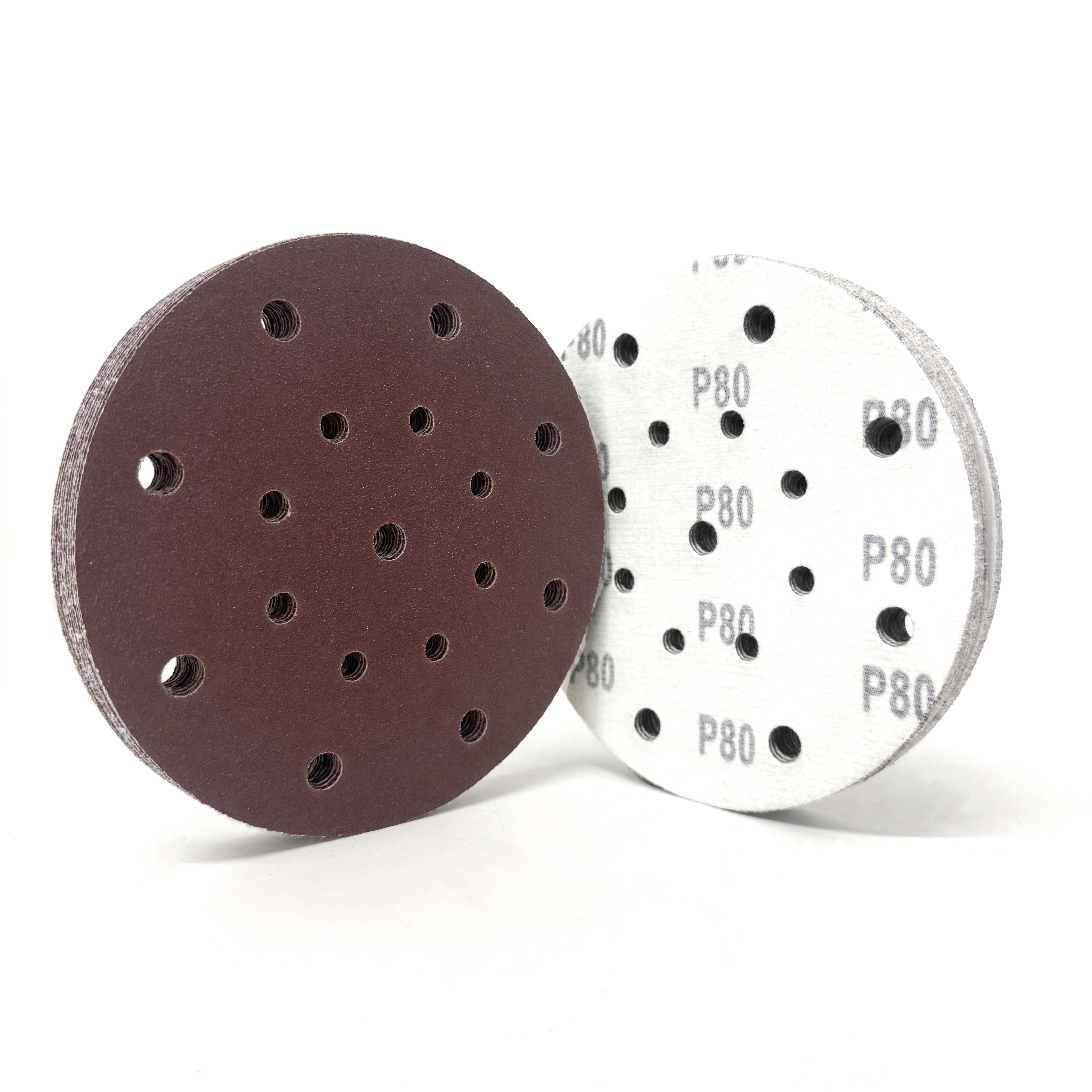 Red Aluminum Oxide 17 Holes 150mm Velcro Sanding Disc 