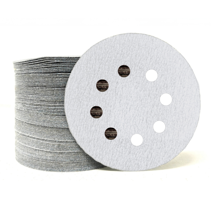 White Aluminum Oxide 8 Holes 125mm Velcro Sanding Disc