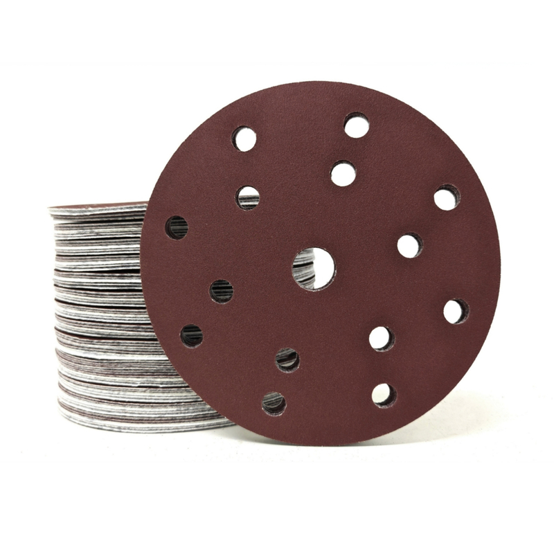 Red Aluminum Oxide 15 Holes 150mm Velcro Sanding Disc 