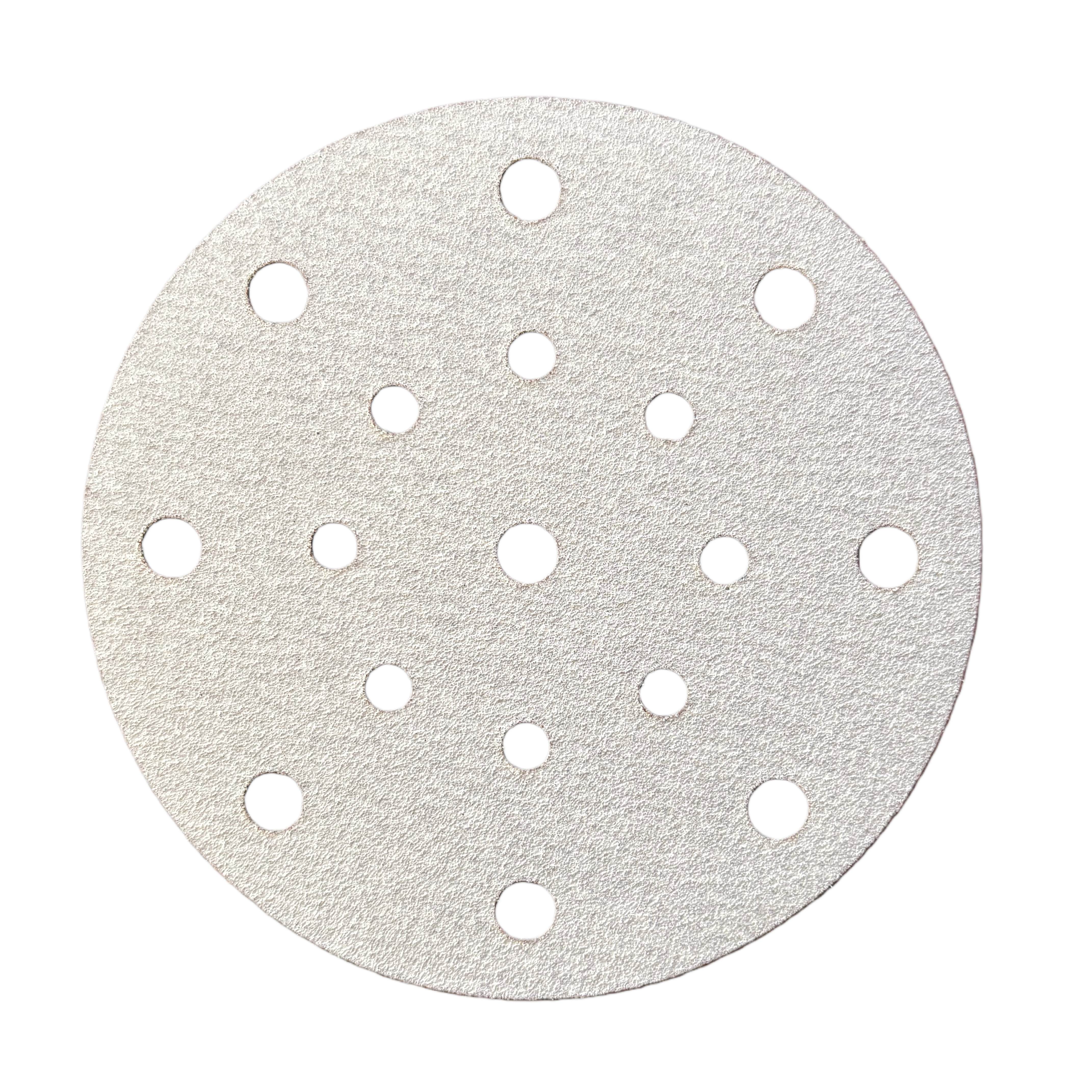 White Aluminum Oxide 17 Holes 150mm Velcro Sanding Disc