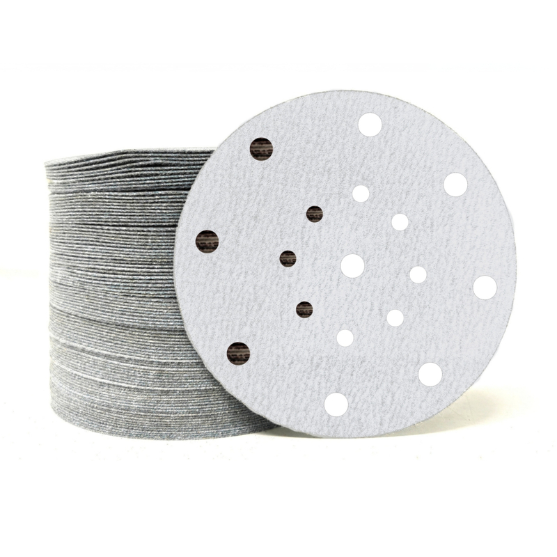 White Aluminum Oxide 17 Holes 150mm Velcro Sanding Disc
