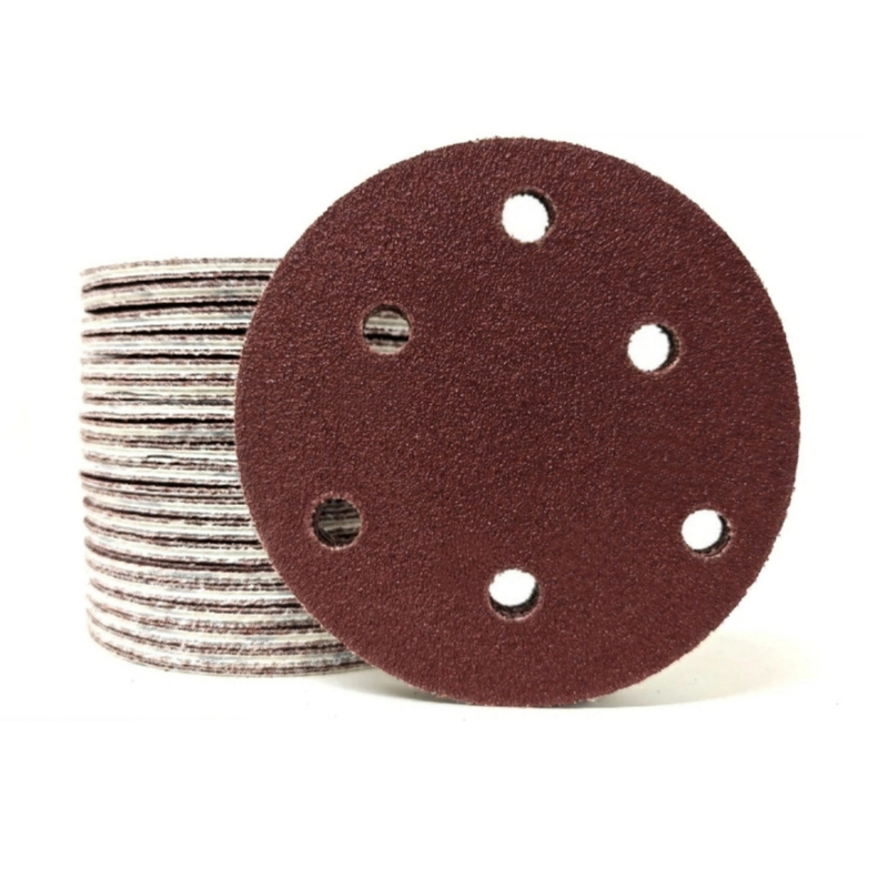 Red Aluminum Oxide 6 Holes 125mm Velcro Sanding Disc 